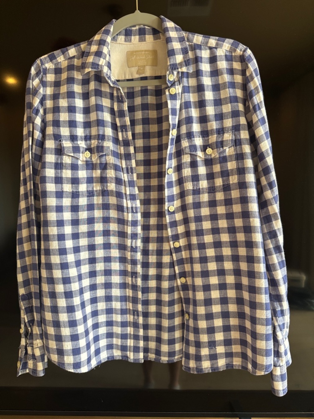 Banana Republic Blue and White Gingham Button-Down Shirt